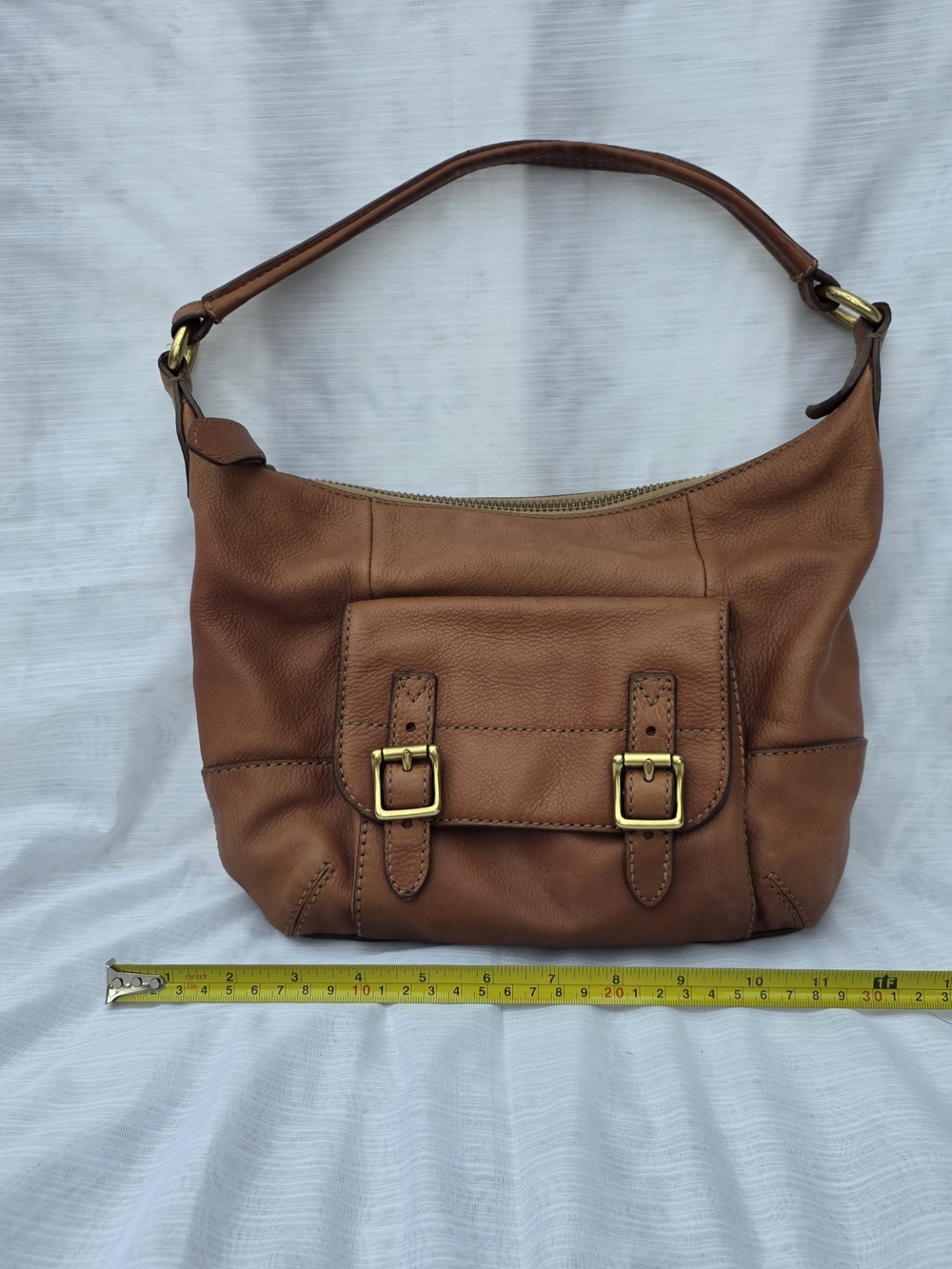 Fossil Tate Brown Genuine Leather Slouchy Hobo Bag